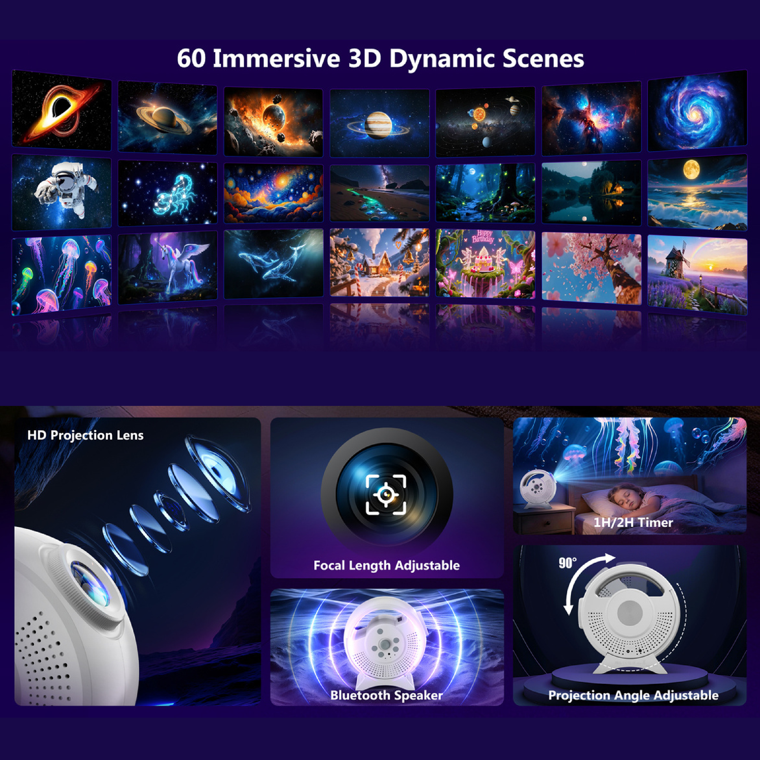 Absolute Solver Projector Atlas Projector | HD Scene Projector for Home & Bedroom – Aurora